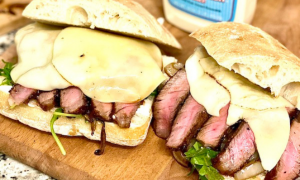 Steak Sandwich with Woeber’s Horseradish Sauce: